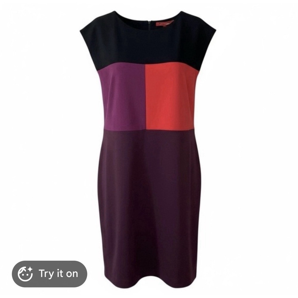 Narciso Rodriguez DesignNation Colorblock Sheath Dress Black Purple Red Small